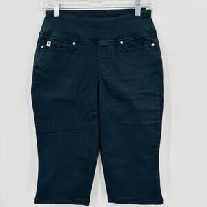 Belle by Kim Gravel Black Cotton Twill Pedal Pusher Bermuda Shorts Womens 2P